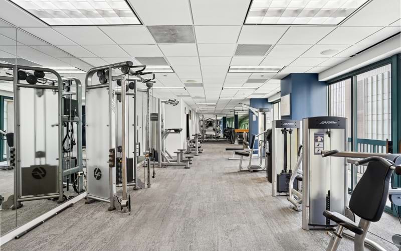 One Superior Place Fitness Center with weight machines.