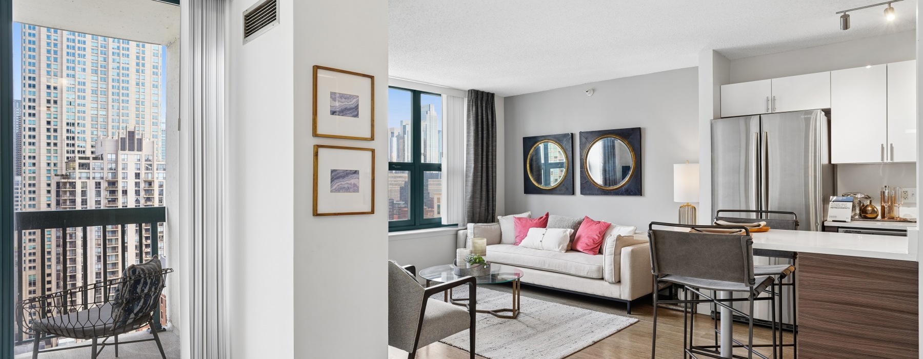 Kitchen and Living Room area at One Superior Place